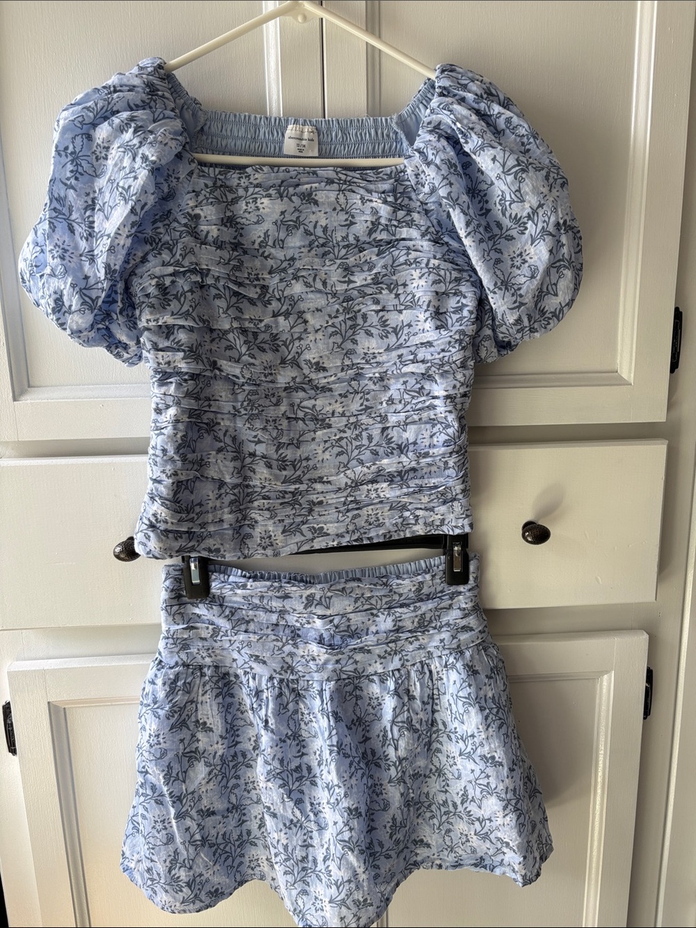 abercrombie kids Light Blue Floral Puff Sleeve Top & Skirt Set